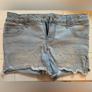 Girls First embellished cut off shorts size L(10/12) girls light wash adjustable